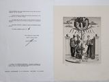an open book with a drawing of a man and a woman on it