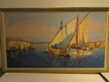 un tableau représentant un voilier, exposé dans un musée