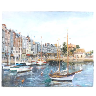 les nombreux bateaux qui se trouvent sur l'eau dans ce tableau