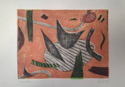 dessin représentant une peinture d'un oiseau et d'un poisson sur une surface