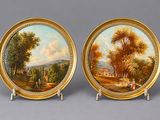 paire d'assiettes en porcelaine peintes à la main, datant du XIXe siècle, de fabrication française