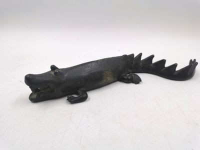 Sujet animalier en bronze patine brune - Crocodile - lg 31 c…