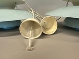 two lamps that are sitting next to each other on a table