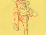 dessin représentant un homme en tenue de baseball, tenant une batte dans une main et une raquette de tennis dans l'autre