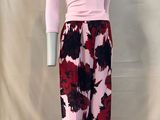 pink and black floral print pants with pink top and pink top