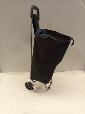un caddie noir sur lequel est posé un sac noir