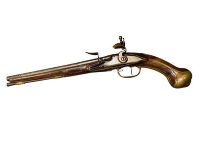 Long pistolet d'arçon à silex Canon rond à méplats au tonner…