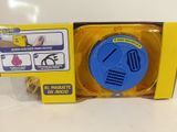 a yellow box with a blue lid on a table