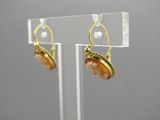 boucles d'oreilles plaquées or, avec de l'agate orange et des perles de verre transparentes
