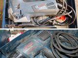 two different pictures of a corded drill and a corded drill