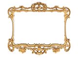 a gold frame with a decorative design on a white background