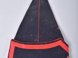 an image of a black hat with a red stripe on it