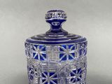 pair of cobalt blue glass sugar and creamer jars