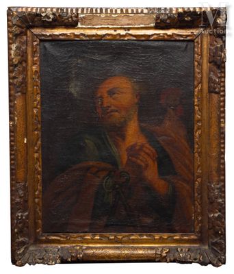un vieux tableau représentant un homme tenant une croix dans sa main droite