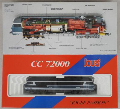 La boîte contient une maquette de locomotive et ses pièces détachées.