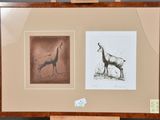 a picture of a picture of an antelope and a picture of a giraffe