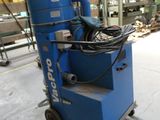 a blue machine that is sitting in a building