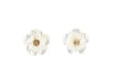 boucles d'oreilles clous en forme de fleurs blanches avec un centre doré