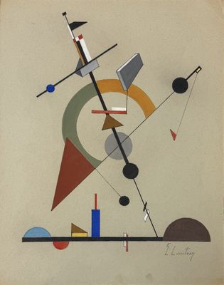 an image of a drawing of a clock with different shapes and colors