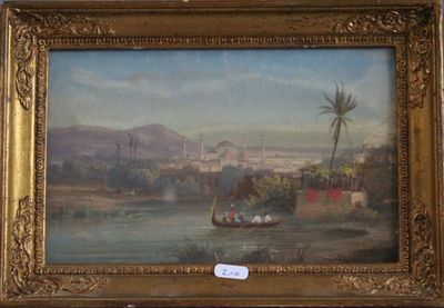 une image d'un tableau représentant un bateau sur l'eau
