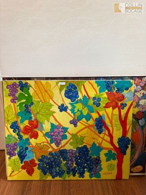 Ocara, sarment de vigne, huile sur toile signée, 81 x 100 cm…