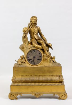 Pendule d'époque Romantique en bronze doré, la partie supéri…