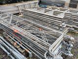 a lot of steel pipes and poles in the yard