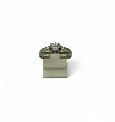 Bague en or gris 18K (750) sertie d'un diamant rond de taill…