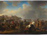 an image of a painting of a group of men on horses