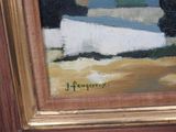 a picture of a painting of a house in a field