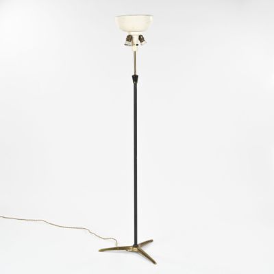 BAG TURGI Attribué à Lampadaire tripode en laiton doré à fût… - Photo 1