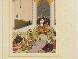 a painting of a group of people sitting around a table