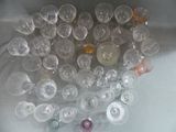 a lot of empty wine glasses sitting on a table