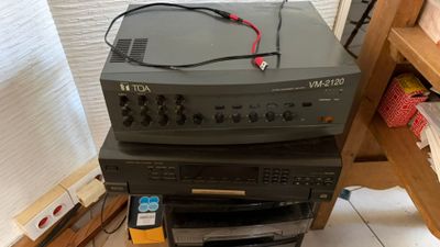 a stack of electronics sitting on top of each other