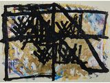 painting of a black and white abstract painting on a piece of paper