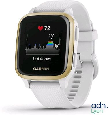 the garmin is a smart watch with a heart rate monitor on the screen