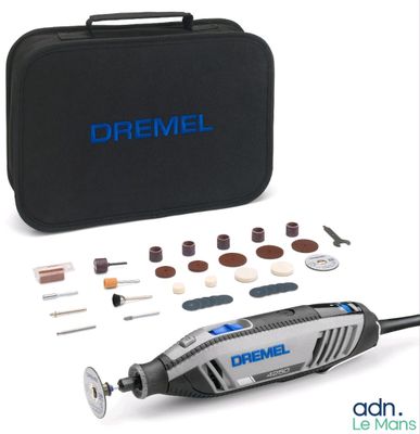 Un homme utilise la ponceuse filaire Dremel.