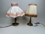 pair of antique lamps with fringe lampshads and lampshads