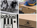 several pictures of a couple of shoes that are in a box