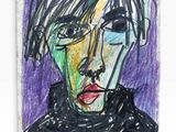 an image of a drawing of a woman ' s face on a piece of paper