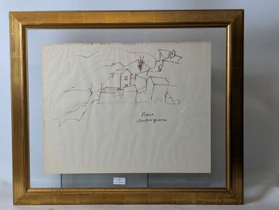 an image of a picture of a drawing in a gold frame