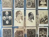 many old photographs of men and women on display