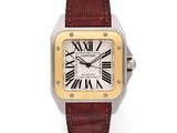 une montre-bracelet Cartier à calendrier automatique, en acier inoxydable et or