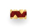 une bague anneau en or jaune 18 carats et émail rouge