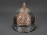 a close up of a helmet on a gray background