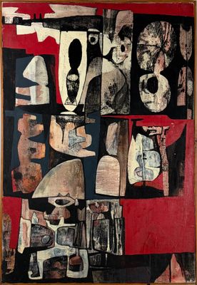 an image of a painting with multiple images of people on it