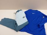 blue and grey nike tracksuits and hoodie