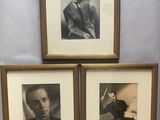 trois photos encadrées représentant un homme en costume et une femme en robe