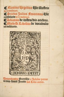 VÉGÈCE, FRONTIN, ÉLIEN, LIBELLUS. Flavius Vegetius Vir illus…