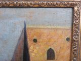 an image of a painting of a building with a doorway in it